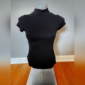WHBM Black mockneck with gold detail